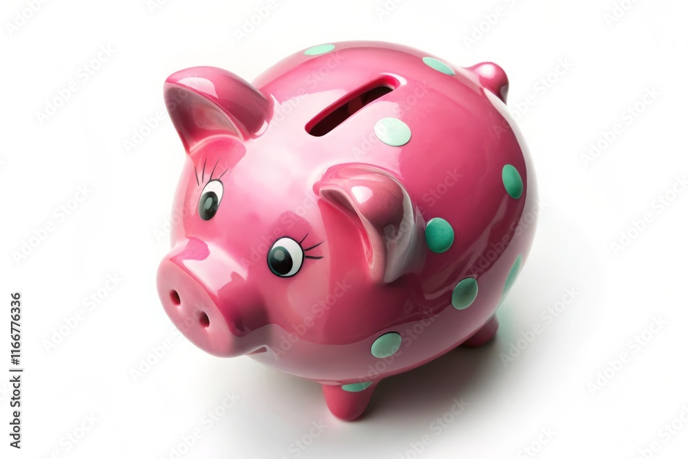 Aerial View of Single Ceramic Piggy Bank Isolated on White Background - Savings, Finance Concept Aerial View of Single Ceramic Piggy Bank Isolated on White Background - Savings, Finance Concept