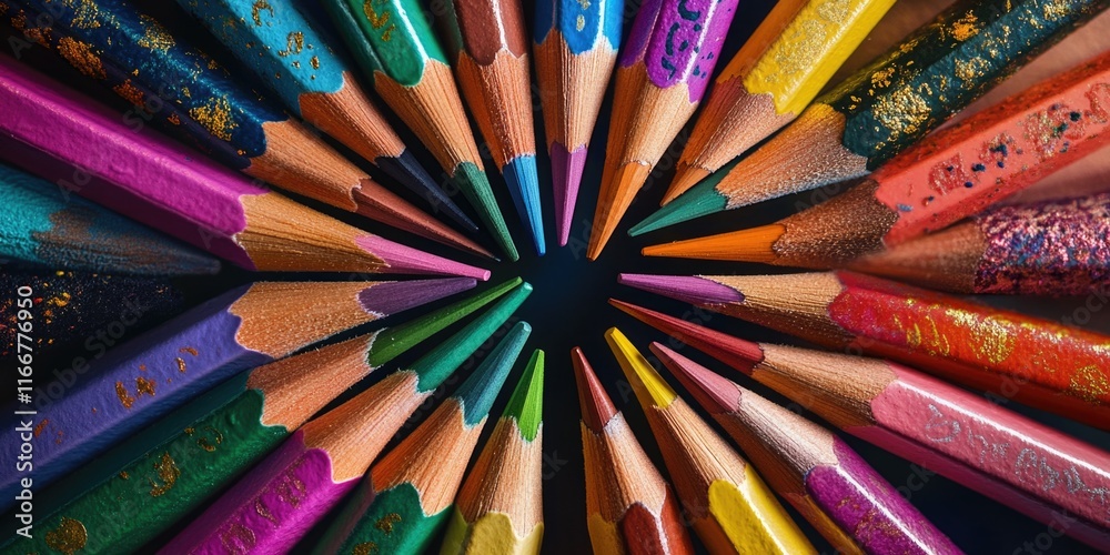 Fototapeta premium Colored Pencils in Circle
