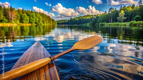 Close-up of Wooden Rafting Paddle, Shatsk National Park, Ukraine photo