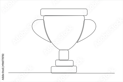 Continuous one line art drawing of champion winner trophy vector illustration design