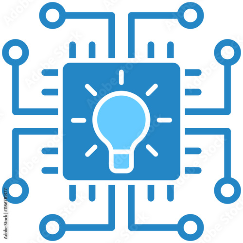 Reinforcement Learning dual tone blue color icon. use for modern concept, print, UI, UX kit, web and app development. Vector EPS 10, related to artificial intelligence, technology theme.