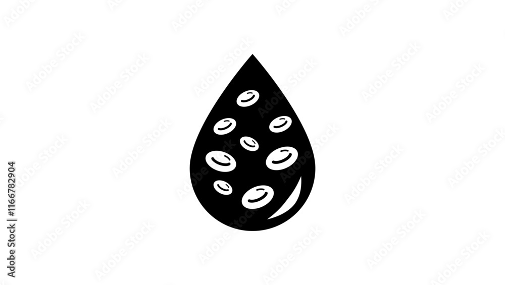 White blood cell, black isolated silhouette White blood cell, black isolated silhouette