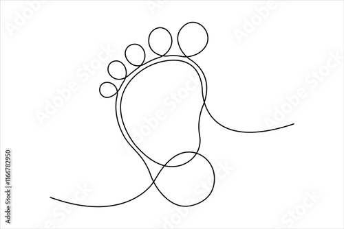 Continuous single line drawing of human footprint. Human footprint one line icon, Vector illustration