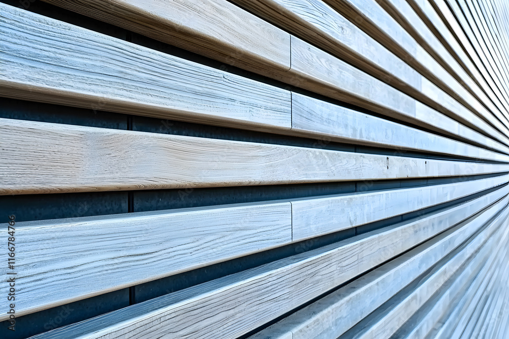 Obraz premium Smooth wooden wall with horizontal grooves, showcasing modern design and natural textures. interplay of light and shadow enhances aesthetic appeal of wood