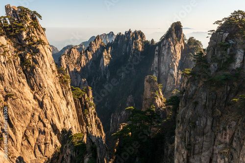 Rocky mountain landscape in China. Beautiful mountain view in the outdoors of Asia.  photo