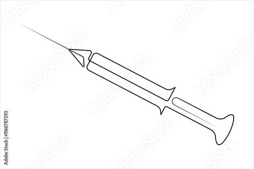 Syringes for injections continuous one line art drawing of vaccination, health care injection, blood sampling for laboratory analysis. Medical concept