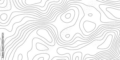 Topographic map background geographic line map,modern design with white background and black wave lines,luxury topographic wavy pattern and geographic grid map design .