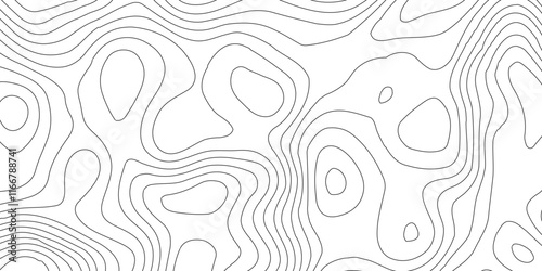 Topographic map background geographic line map,modern design with white background and black wave lines,luxury topographic wavy pattern and geographic grid map design .