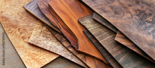 Elegant wood veneer sheets featuring unique grain patterns ideal for high-end furniture design and artisanal craftsmanship.