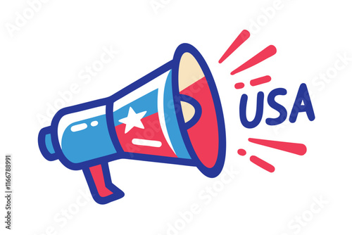 usa megaphone hand mike on hand America vector illustration 