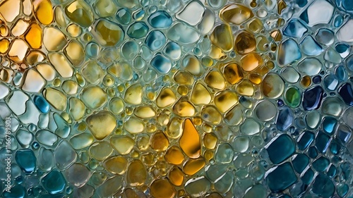 multi colored glass stones, stained glass mosaic art with fluid bright and glow background for web banner, ads, post, presentation concept, template copy space
