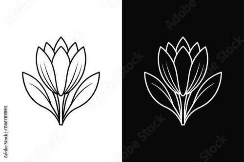 Crocus  flower icon vector on White Background ,Vector Art Illustration on white background.