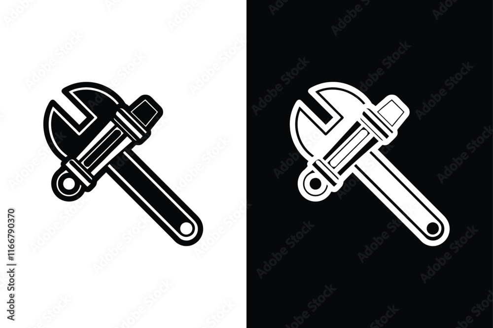 Pipe wrench icon vector on White Background ,Vector Art Illustration on white background. Pipe wrench icon vector on White Background ,Vector Art Illustration on white background.