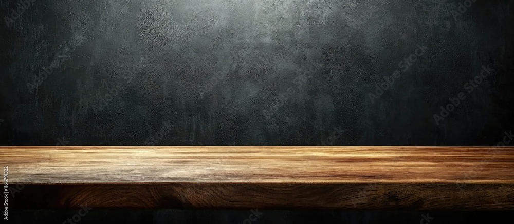 Stylish wooden tabletop with a blurred dark background ideal for presenting decorative items or interior design presentations Stylish wooden tabletop with a blurred dark background ideal for presenting decorative items or interior design presentations