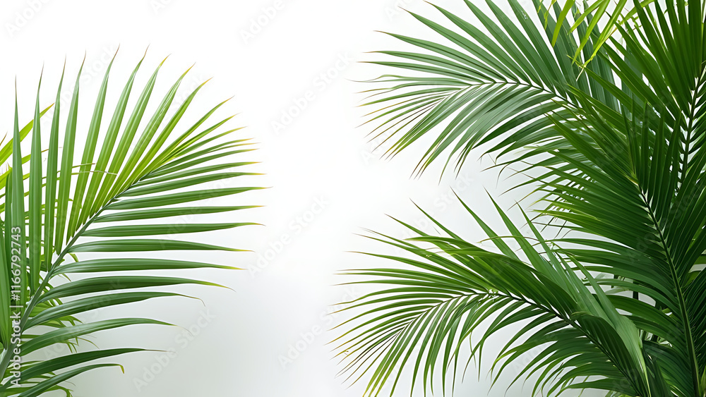 Tropical palm tree leaves and branches on a sunny day Tropical palm tree leaves and branches on a sunny day
