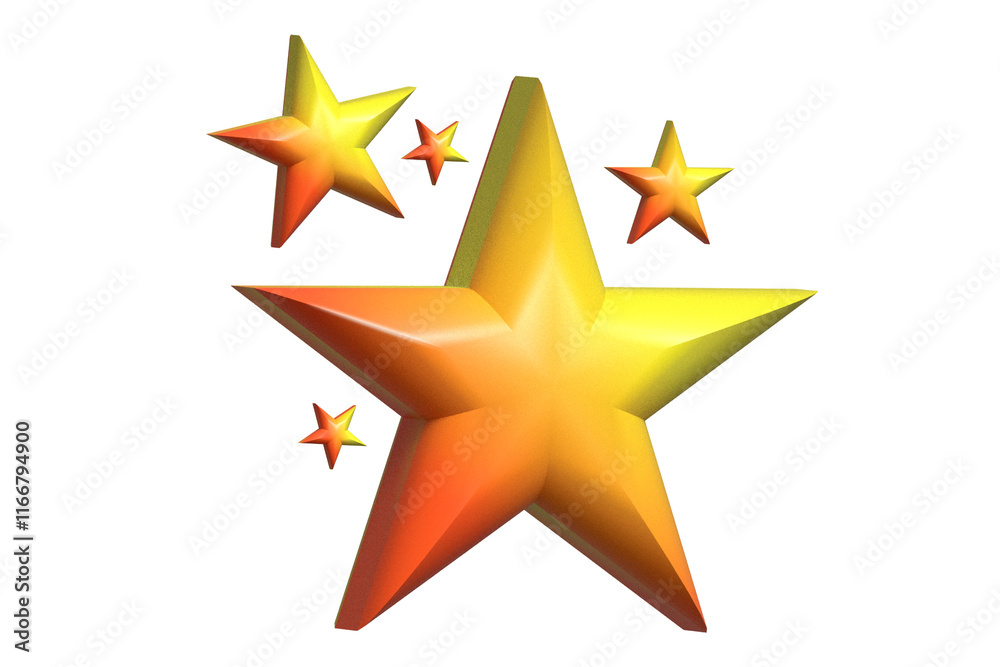 Obraz premium 3d golden star. 3D star illustration. Realistic star rating. Five stars illustration.