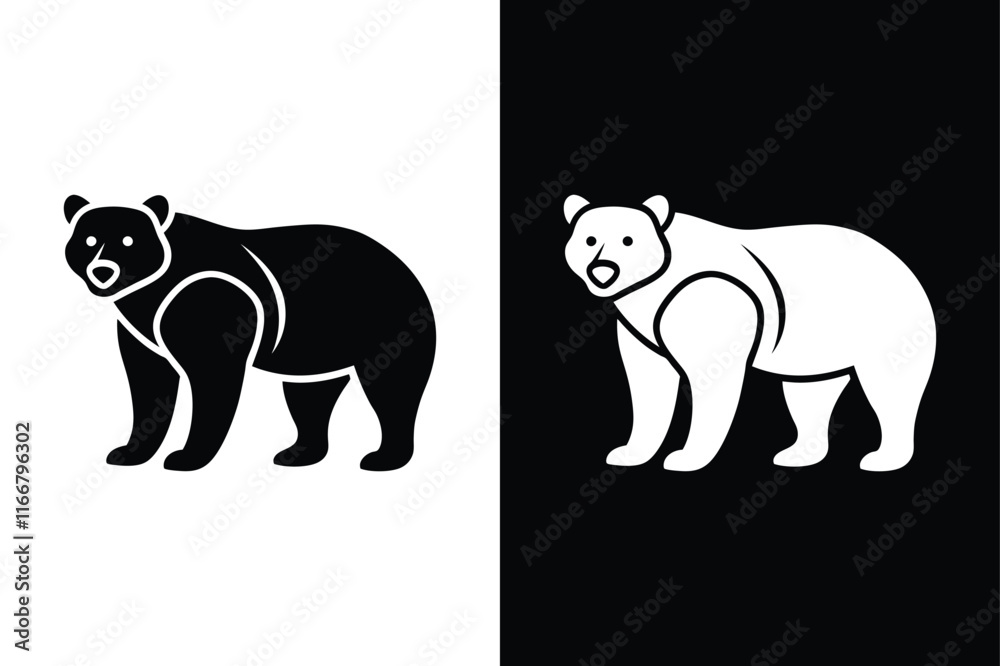 Fototapeta premium Bear icon vector on White Background ,Vector Art Illustration on white background.
