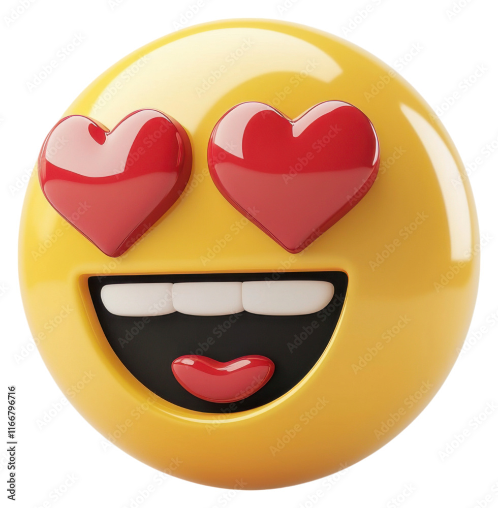 PNG A cheerful yellow emoji with heart-shaped eyes and a wide, happy smile, representing love and affection. PNG A cheerful yellow emoji with heart-shaped eyes and a wide, happy smile, representing love and affection.
