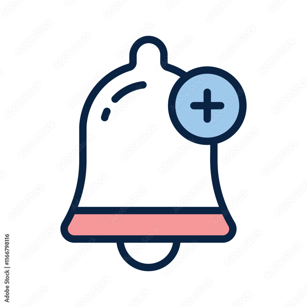 Alarm bell icon with a plus symbol to add alarms Alarm bell icon with a plus symbol to add alarms