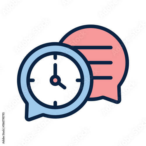 Speech bubble with a clock indicating scheduled chats