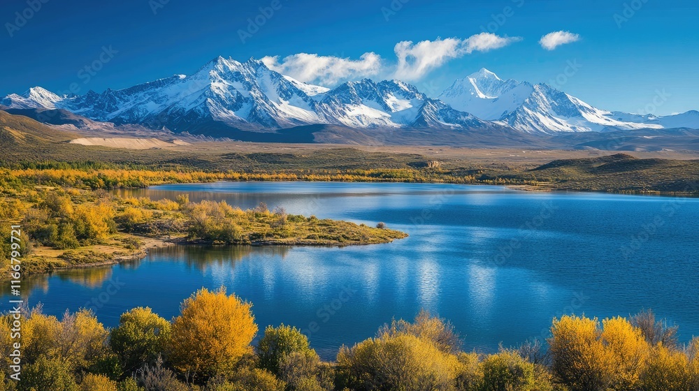 Breathtaking natural landscape featuring snow-capped peaks reflective lake and vibrant autumn foliage ideal for nature lovers and outdoor enthusiasts Breathtaking natural landscape featuring snow-capped peaks reflective lake and vibrant autumn foliage ideal for nature lovers and outdoor enthusiasts