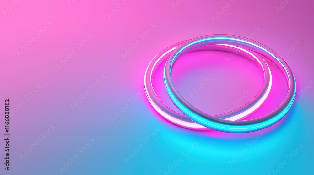 Abstract glowing rings with neon light effects in soft pink and blue background, creating a vibrant and modern digital landscape suitable for creative designs Abstract glowing rings with neon light effects in soft pink and blue background, creating a vibrant and modern digital landscape suitable for creative designs
