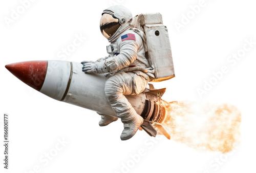 PNG Astronaut rocket riding transportation. photo