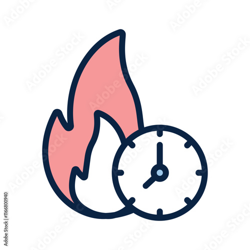 Clock with flames indicating urgent or peak time