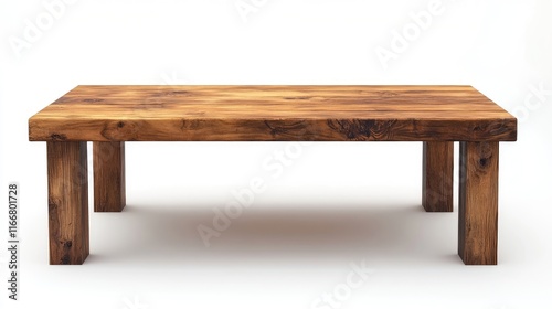 Rustic Wooden Table Isolated on Clean White Background for Stylish Interior Design and Decoration Concepts