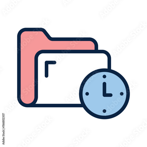 File folder and clock symbolizing time based file organization
