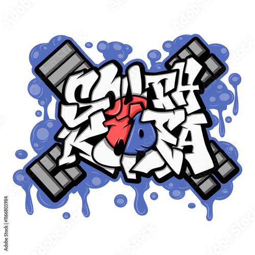south korea country flag in graffiti art style