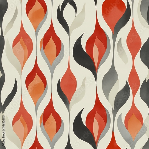 A Seamless Pattern of Flame Shaped Shapes in Shades of Red