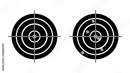 Gun target, black isolated silhouette