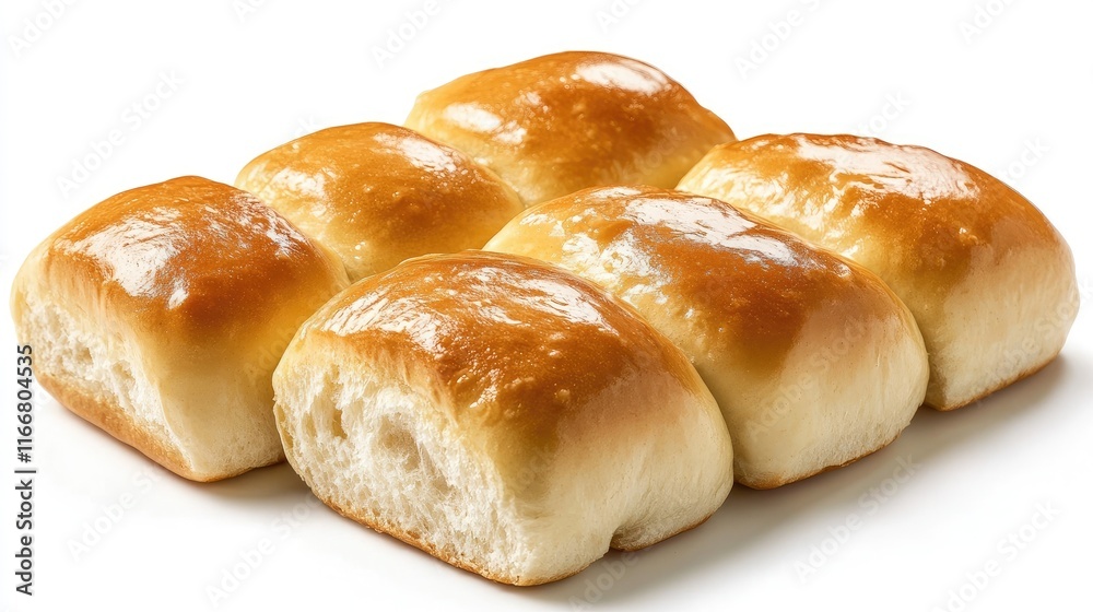 Warm and Fluffy Golden Brown Dinner Rolls Ready to Serve on a White Background Warm and Fluffy Golden Brown Dinner Rolls Ready to Serve on a White Background