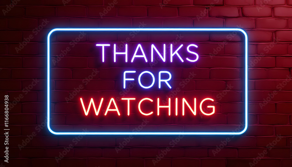 Thanks for Watching Neon Sign on Brick Wall, Video End Screen Graphic, YouTube Outro, Neon Thanks for Watching Message Thanks for Watching Neon Sign on Brick Wall, Video End Screen Graphic, YouTube Outro, Neon Thanks for Watching Message