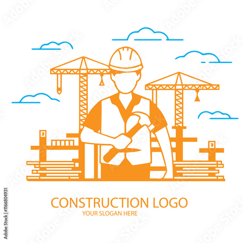 A construction logo with an orange color theme conveys energy, enthusiasm, and creativity. Orange symbolizes innovation, friendliness, and determination,