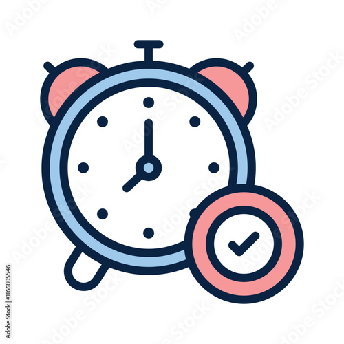 Clock with a tick mark representing checked or active alarms