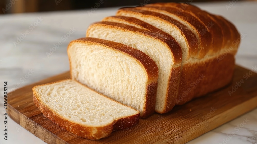 Sliced Freshly Baked Bread on Wooden Cutting Board with Soft Texture and Healthy Appearance Sliced Freshly Baked Bread on Wooden Cutting Board with Soft Texture and Healthy Appearance