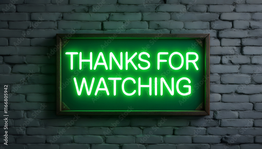 Thanks for Watching Neon Sign on Brick Wall, Video End Screen Graphic, YouTube Outro, Neon Thanks for Watching Message Thanks for Watching Neon Sign on Brick Wall, Video End Screen Graphic, YouTube Outro, Neon Thanks for Watching Message