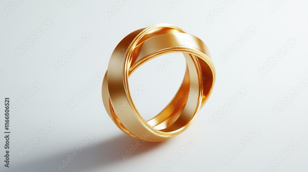 Elegant intertwined golden rings on a soft white background showcasing luxury and sophistication in jewelry design Elegant intertwined golden rings on a soft white background showcasing luxury and sophistication in jewelry design