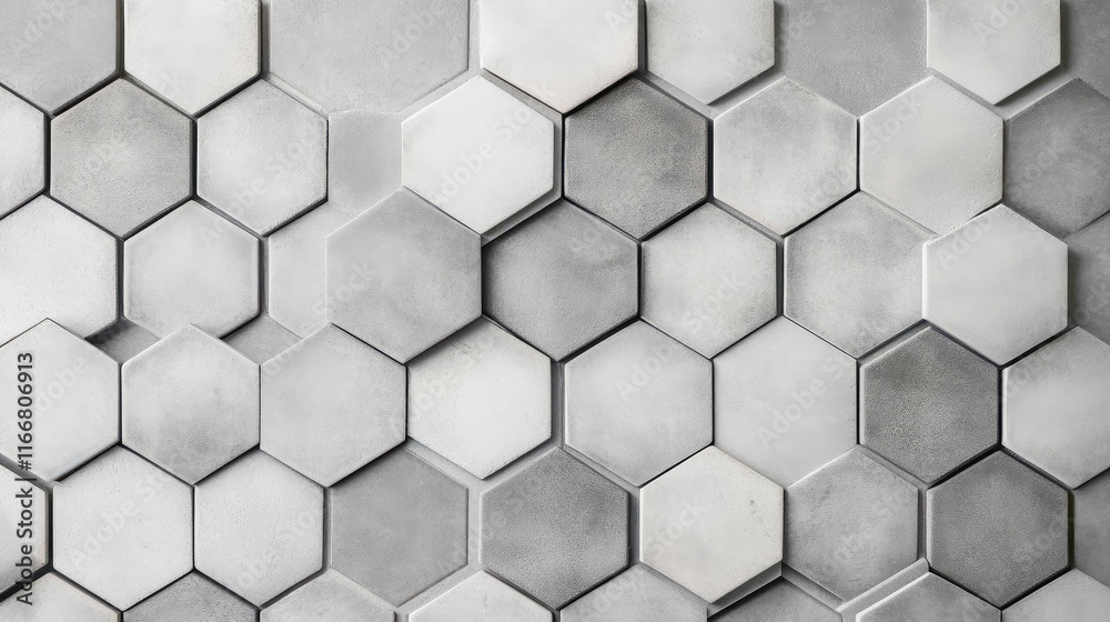 Hexagonal Gray Tile Texture for Industrial and Modern Background Design Hexagonal Gray Tile Texture for Industrial and Modern Background Design