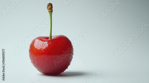 Ripe cherry with water droplets on a white background showcasing freshness and vitality for food and beverage advertising photo