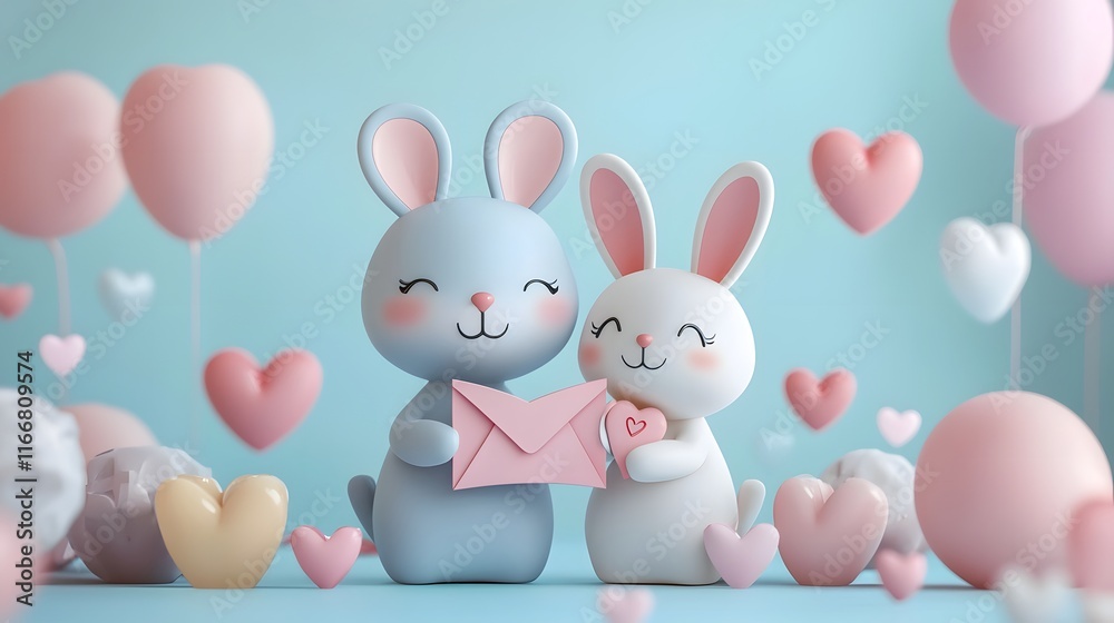 Fototapeta premium Charming scene of playful cartoon animals such as bears rabbits or kittens