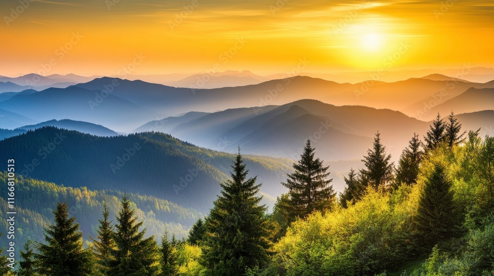 Scenic Mountain Landscape with Dramatic Lighting Effects Scenic Mountain Landscape with Dramatic Lighting Effects