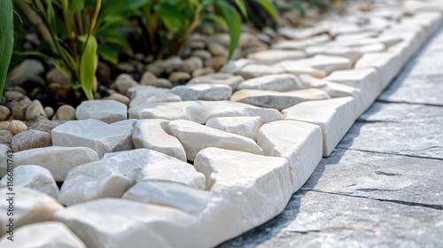 Geometric White Stones for Garden Edging and Landscape Design
