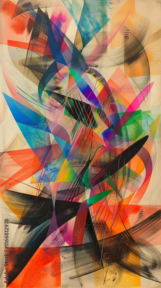 Fototapeta premium A colorful abstract painting with a lot of different colors and shapes