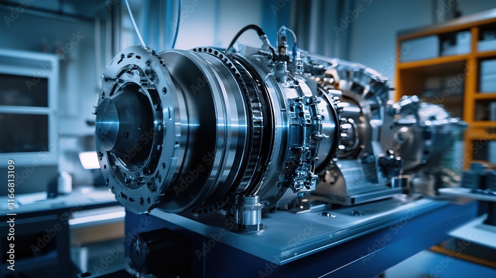 A highly innovative experimental engine being analyzed in a university lab. A highly innovative experimental engine being analyzed in a university lab.