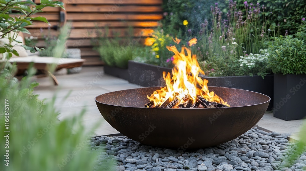 Modern Outdoor Firepit Surrounded by Lush Garden Landscaping for Cozy Home Design Inspiration Modern Outdoor Firepit Surrounded by Lush Garden Landscaping for Cozy Home Design Inspiration
