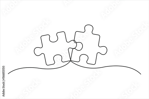 puzzle vector illustration of continuous one line art design