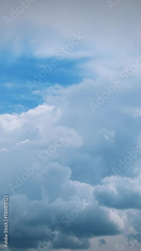 Sun Rays Shining Through Cloudy Sky With Fluffy Clouds During Dust Storm. Natural Sky Background. Weather Forecast Concept photo